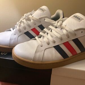 Adidas Men's White and Red Sneakers